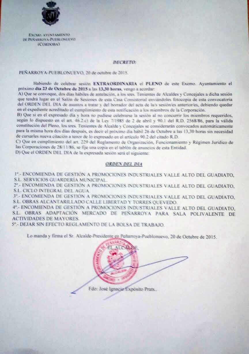 Sesi�n extraordinaria