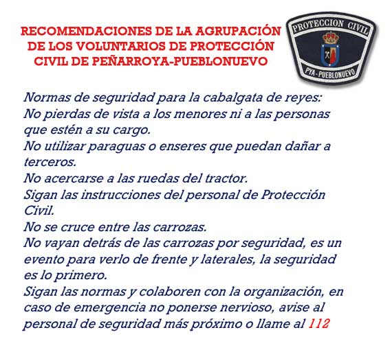 Recomendaciones de la Agrupaci�n de los Voluntarios de Protecci�n Civil 
