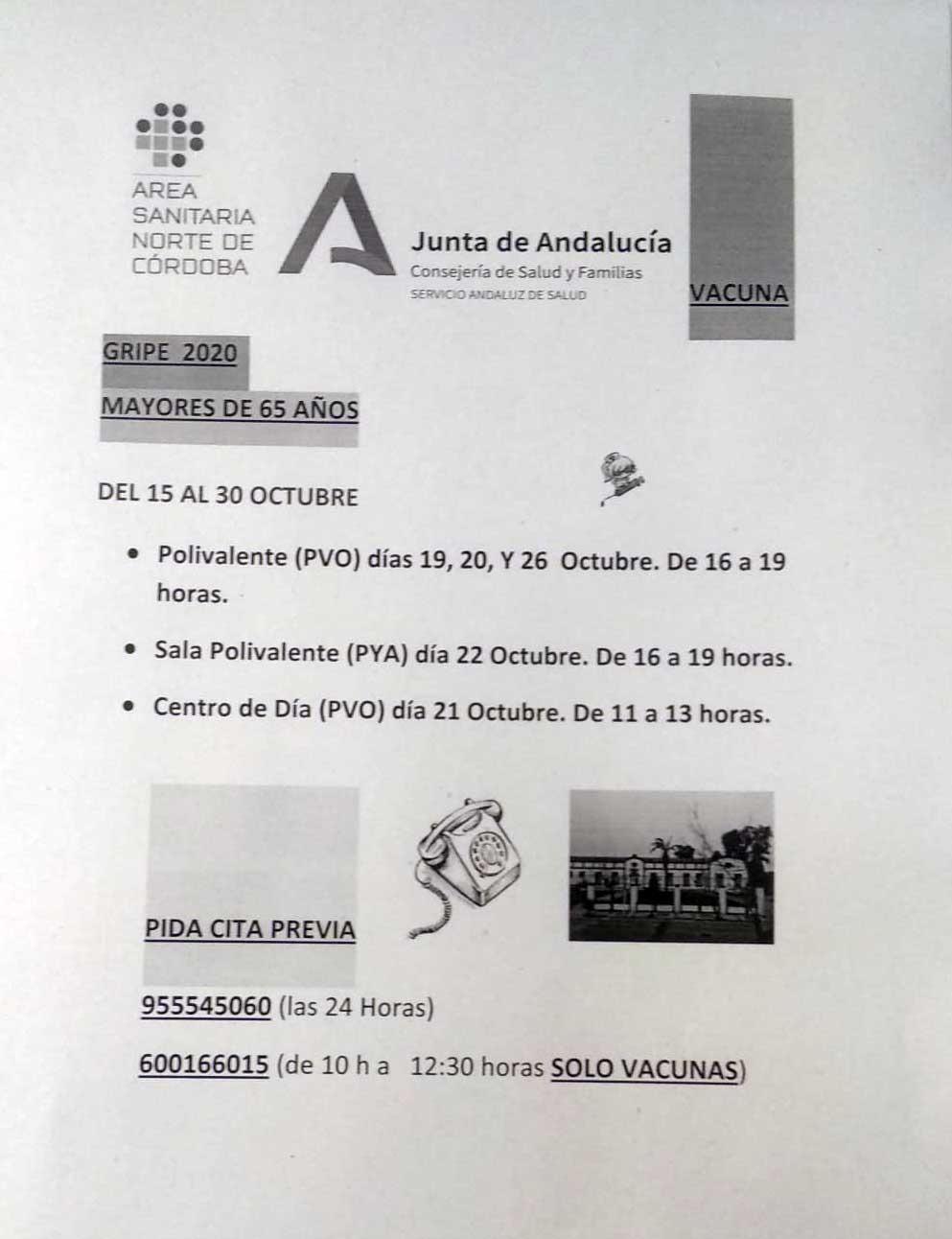 Vacunaci�n gripe 2020 en Pe�arroya Pueblonuevo