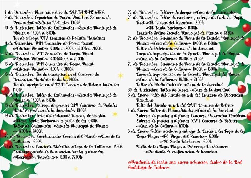 Programa de actividades navide�as