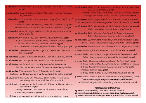 Programa de actividades navideñas