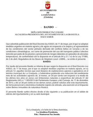 La Granjuela ofrece exencin del Impuesto sobre Bienes Inmuebles