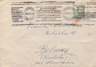 Carta enviada de Madrid a Belmez en 1945