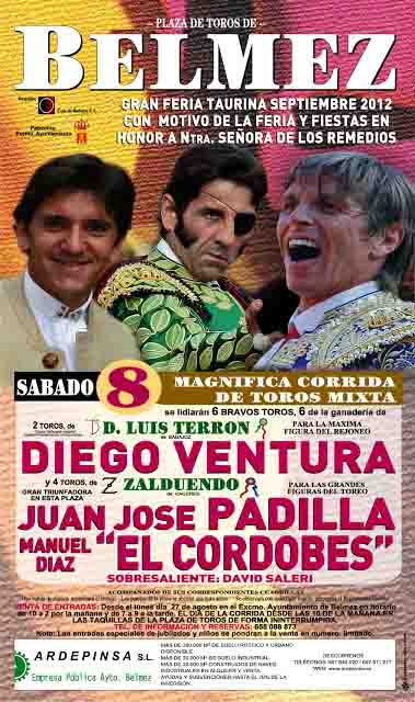 Cartel de toros feria 2.012 